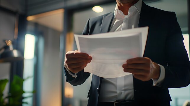 Portrait of a Business Person Reading Documents, Portrait, business person, reading, documents