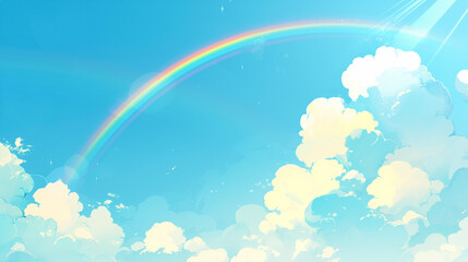青空に浮かぶ雲と虹　Generative AI