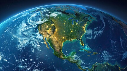 physical map of north america usa canada and mexico with high resolution details satellite view of planet earth d illustration elements of this image furnished by nasa.illustration