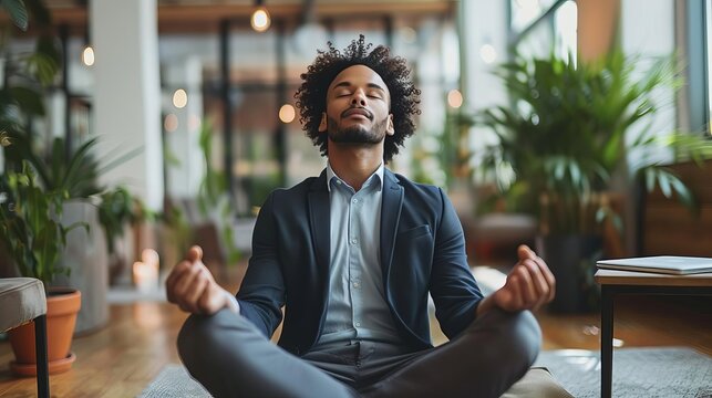 Stress management strategies in a fast-paced work environment, highlighting relaxation zones and wellness programs