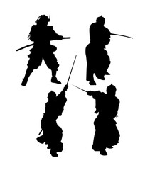 Samurai drawing his katana vector