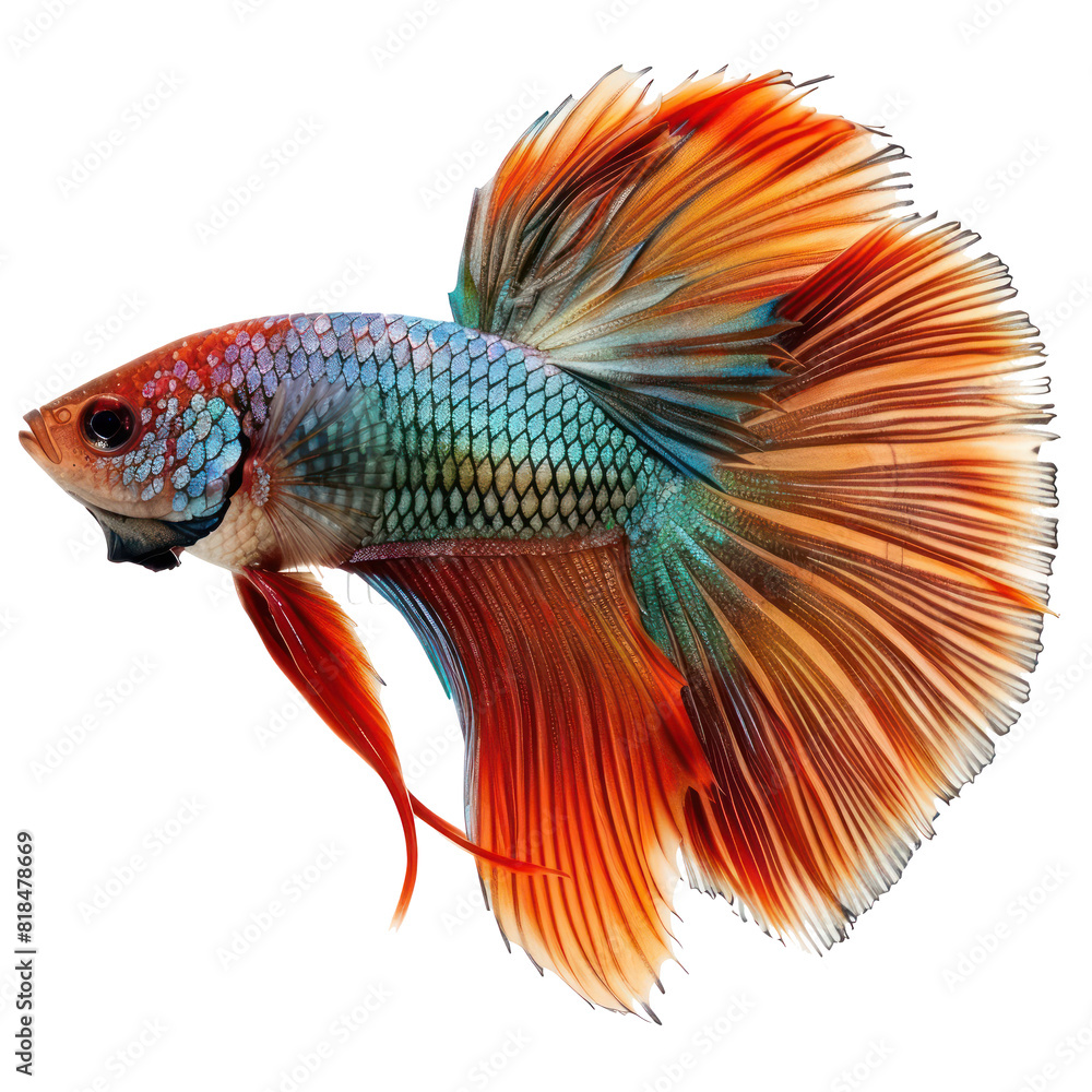 Poster Betta fish side view full body isolate on transparency background PNG - Posters