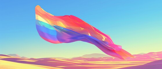 Pride Flag Fluttering in the Breeze with Copy Space Illustration