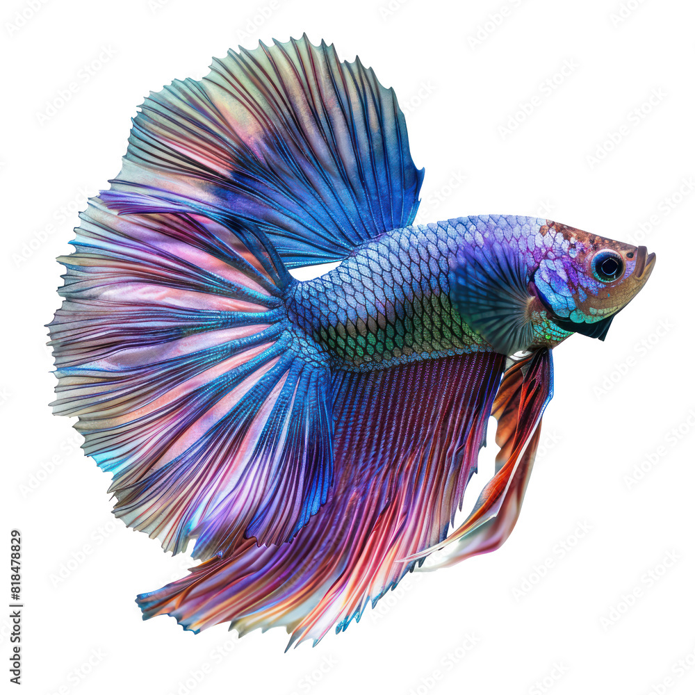 Wall mural Betta fish side view full body isolate on transparency background PNg - Wall murals
