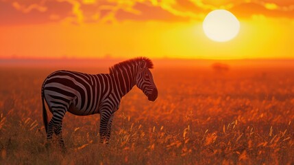 Zebra at sunset in the Serengeti National Park