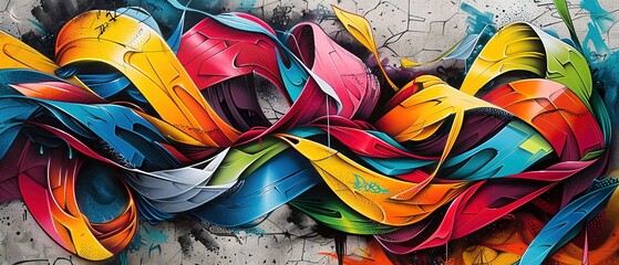 Stunning street art mural with explosive colors and bold text.