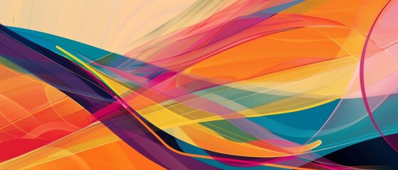 Vibrant Pride - Abstract Colorful Lines and Shapes with Copy Space for Graphic Design