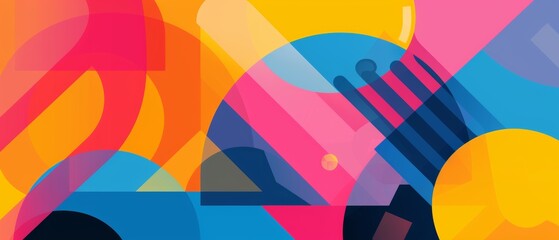 Obraz premium Embracing Diversity: Abstract LGBTQ+ Community Representation in Bold Colors with Geometric Shapes for Copy Space Illustration