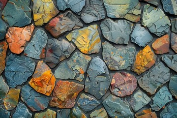 Abstract background of river stones of different structures. Stone background