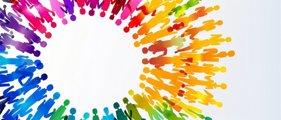 Pride Symbols Circle - Artistic Arrangement with Copy Space for Text, LGBTQ+ Colorful Illustration Concept