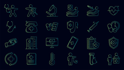 Set of health checkup gradient icon design