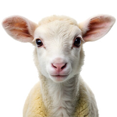Fototapeta premium Portrait of a cute baby lamb Isolated on transparent background