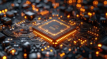 Obraz premium computing processor cpu microchip and electronic circuit board advanced technology conceptual background .stock immage