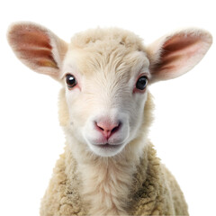 Obraz premium Portrait of a cute baby lamb Isolated on transparent background