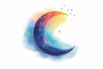 crescent moon colorful abstract art