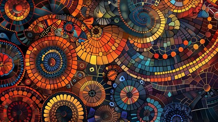 A mosaic of intricate patterns and textures, inspired by the rich cultural heritage of indigenous peoples from around the world, 
