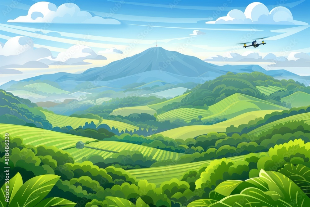 Poster structured automation and drone technology enhance precision agriculture, advancing smart farming an