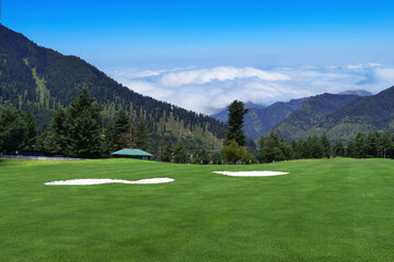 A beautiful view of lush green golf course at Pahalgam Kashmir,India.