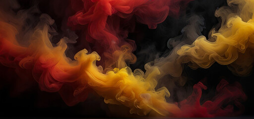 Abstract red golden smoke on black background