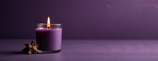 Aroma candle on purple background - Powered by Adobe