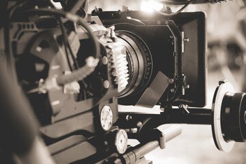 detail of professional camera equipment, film production