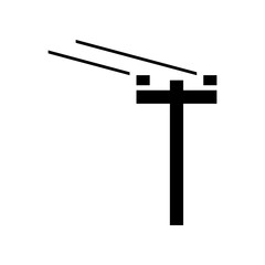 Black high voltage power electric pole transmit electricity icon flat vector design