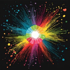 Abstract splash of colors on a black background.