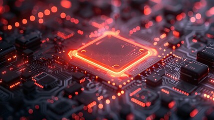 abstract technology background of a quantum computing system with processor and electronic circuit artificial neurons global data connections .stock immage