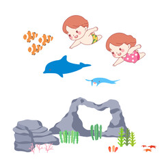 Summer, beach, ocean, seabed, exploration