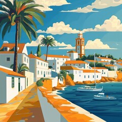Fototapeta na wymiar Illustration of Faro, Portugal