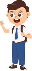 Fototapeta premium Back to school boy character, Junior high school student in uniform ready to go to school