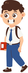 Back to school boy avatar, Middle school student in blue white uniform holding books