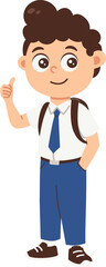 Middle school student in blue white uniform, Child avatar returns to school illustration