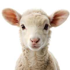 Fototapeta premium Portrait of a cute baby lamb Isolated on transparent background