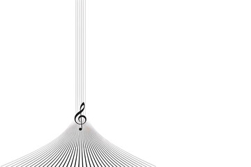 Trebel Clef on top of musical lines Isolated with solid white background