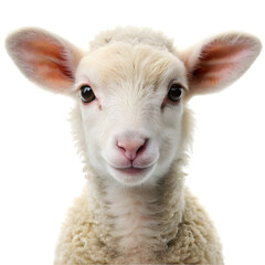 Fototapeta premium Portrait of a cute baby lamb Isolated on transparent background