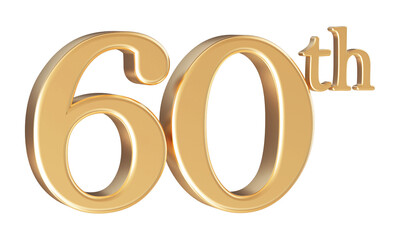 Anniversary 60th year 3d number Gold