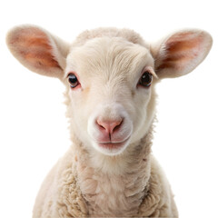 Portrait of a cute baby lamb Isolated on transparent background