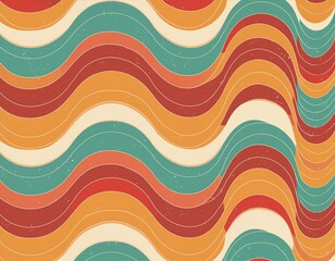 Retro groovy colorful wavy pattern background