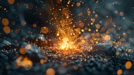 Captivating sparks ignite from metal surface, revealing power and heat in welding process.