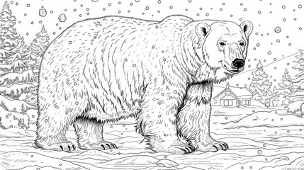 coloring book The polar bear is a large, white bear that lives in the Arctic