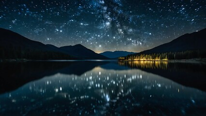 Starry Night Over Calm Lake