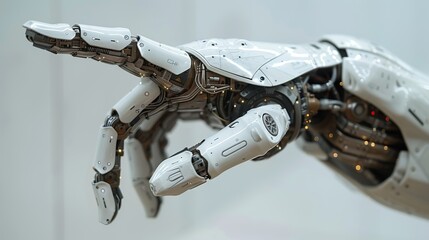 Obraz premium robot hand pointing index finger showing gesture isolated on white background.illustration,stock photo