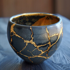 Blue Kintsugi Cup