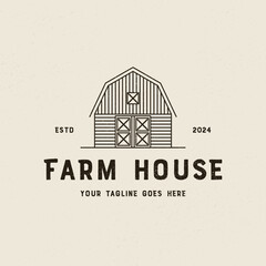 farm house agriculture line art logo,  farming symbol illustration design