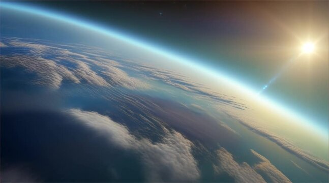 Planet Earth viewed from space with some clouds. 3D illustration