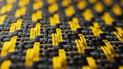 Obraz premium High-Tech Kevlar Surface with Woven Pattern in Yellow and Black - Durable Textured Background for Technology Concepts