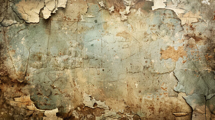 A distressed and weathered grunge background with peeling paint and cracked surfaces, providing a vintage and rustic feel