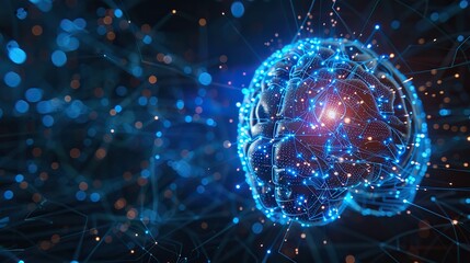 Obraz premium neural circuit and electronic cyber brain in a quantum computing system concept of artificial intelligence technology biotechnology innovation and machine learning.stock photo