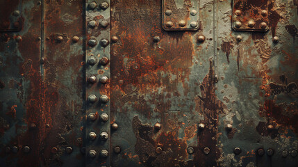 A grunge background showcasing rusted metal and corroded surfaces, evoking an industrial and rugged atmosphere